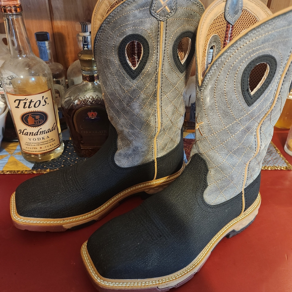 Twisted X Black and Gray/Tan Cowboy Work Boots